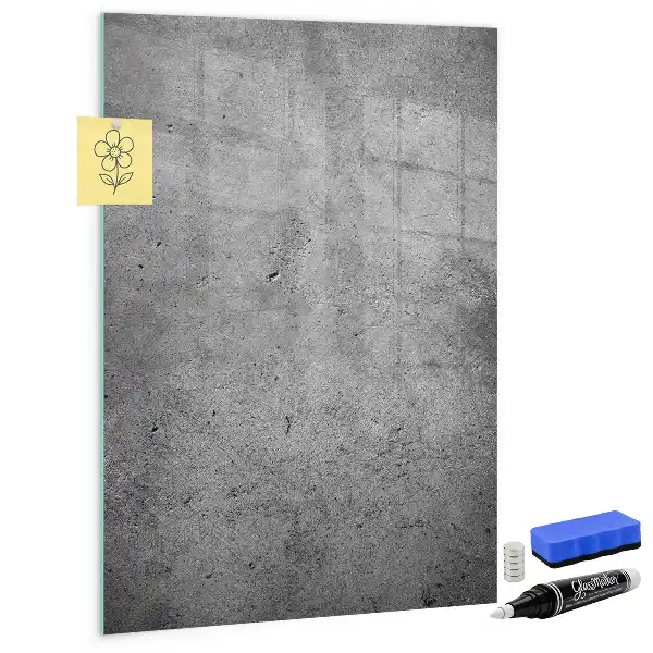 Decoratief glazen wandbord beschrijfbaar en magnetisch in betonlook