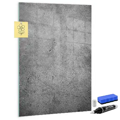 Decoratief glazen wandbord beschrijfbaar en magnetisch in betonlook