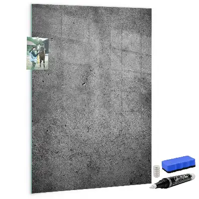 Decoratief glazen wandbord beschrijfbaar en magnetisch in betonlook