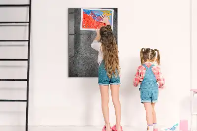 Decoratief glazen wandbord beschrijfbaar en magnetisch in betonlook