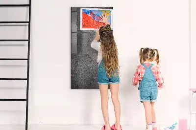 Decoratief glazen wandbord beschrijfbaar en magnetisch in betonlook