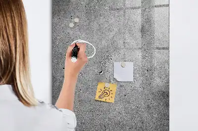 Decoratief glazen wandbord beschrijfbaar en magnetisch in betonlook