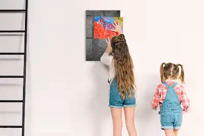 Decoratief glazen wandbord beschrijfbaar en magnetisch in betonlook