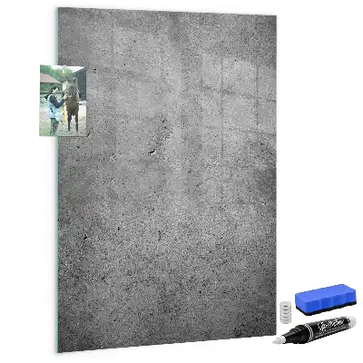 Decoratief glazen wandbord beschrijfbaar en magnetisch in betonlook