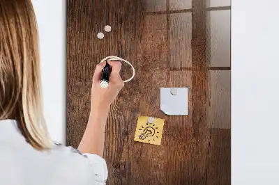 Magnetisch en uitwisbaar glazen wandbord donker hout