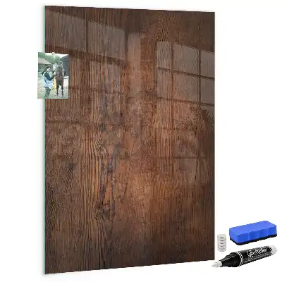 Magnetisch en uitwisbaar glazen wandbord donker hout