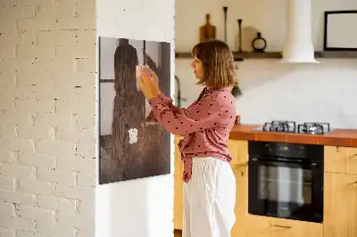 Magnetisch en uitwisbaar glazen wandbord donker hout