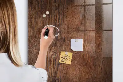 Magnetisch en uitwisbaar glazen wandbord donker hout