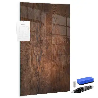 Magnetisch en uitwisbaar glazen wandbord donker hout