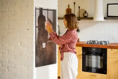 Magnetisch en uitwisbaar glazen wandbord donker hout