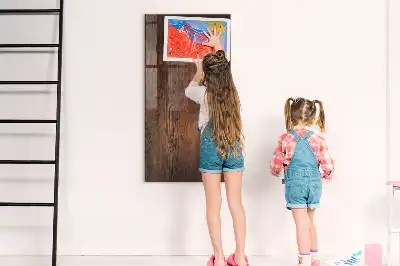 Magnetisch en uitwisbaar glazen wandbord donker hout