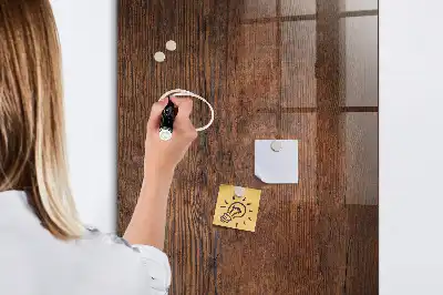Magnetisch en uitwisbaar glazen wandbord donker hout