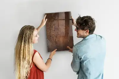 Magnetisch en uitwisbaar glazen wandbord donker hout