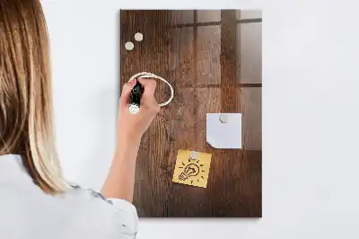 Magnetisch en uitwisbaar glazen wandbord donker hout