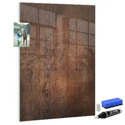 Magnetisch en uitwisbaar glazen wandbord donker hout