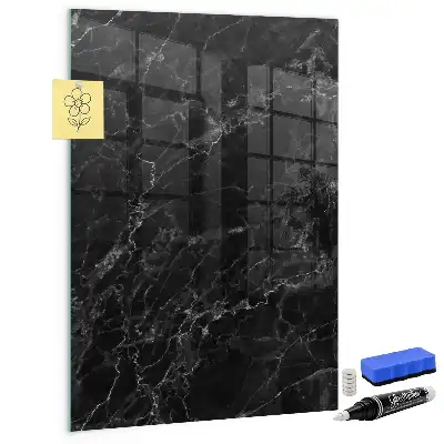 Magnetisch en uitwisbaar glazen wandbord donker marmer