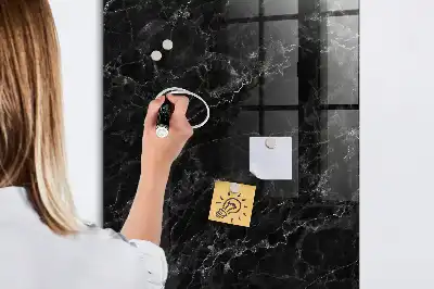 Magnetisch en uitwisbaar glazen wandbord donker marmer