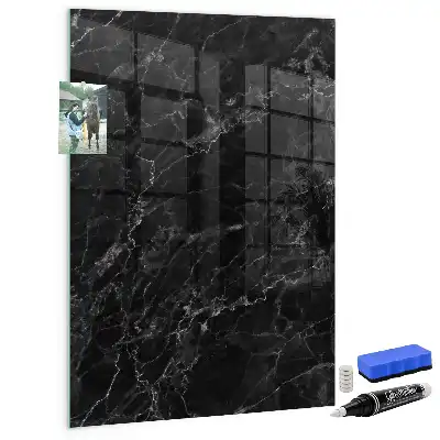 Magnetisch en uitwisbaar glazen wandbord donker marmer