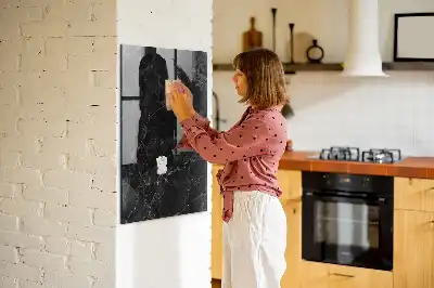 Magnetisch en uitwisbaar glazen wandbord donker marmer