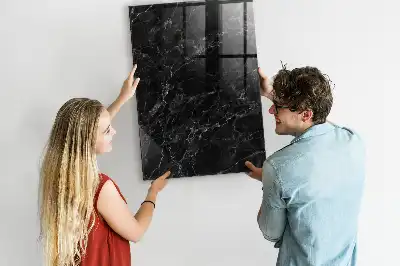 Magnetisch en uitwisbaar glazen wandbord donker marmer