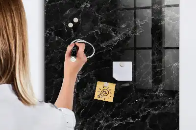 Magnetisch en uitwisbaar glazen wandbord donker marmer