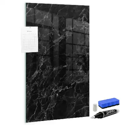 Magnetisch en uitwisbaar glazen wandbord donker marmer