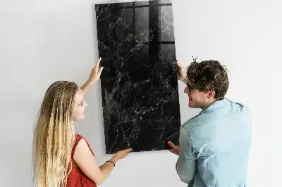 Magnetisch en uitwisbaar glazen wandbord donker marmer