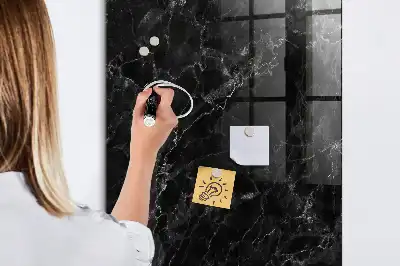 Magnetisch en uitwisbaar glazen wandbord donker marmer
