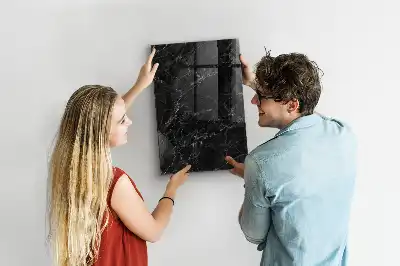 Magnetisch en uitwisbaar glazen wandbord donker marmer