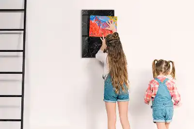 Magnetisch en uitwisbaar glazen wandbord donker marmer