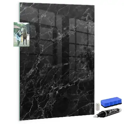 Magnetisch en uitwisbaar glazen wandbord donker marmer