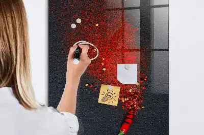 Gemalen paprikapoeder decoratief glazen wandbord dat beschrijfbaar en magnetisch is