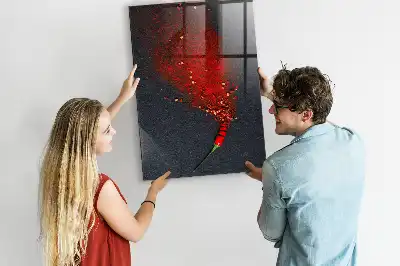 Gemalen paprikapoeder decoratief glazen wandbord dat beschrijfbaar en magnetisch is