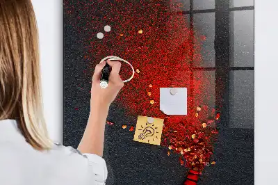 Gemalen paprikapoeder decoratief glazen wandbord dat beschrijfbaar en magnetisch is