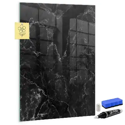 Magnetisch en uitwisbaar glazen wandbord donker marmer