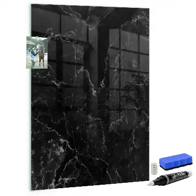Magnetisch en uitwisbaar glazen wandbord donker marmer