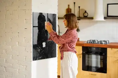 Magnetisch en uitwisbaar glazen wandbord donker marmer