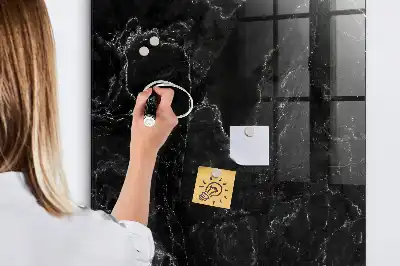 Magnetisch en uitwisbaar glazen wandbord donker marmer