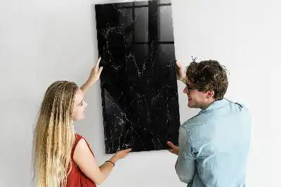 Magnetisch en uitwisbaar glazen wandbord donker marmer