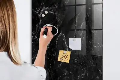 Magnetisch en uitwisbaar glazen wandbord donker marmer