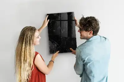 Magnetisch en uitwisbaar glazen wandbord donker marmer