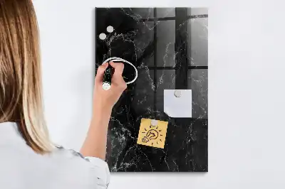 Magnetisch en uitwisbaar glazen wandbord donker marmer