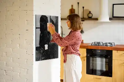 Magnetisch en uitwisbaar glazen wandbord donker marmer