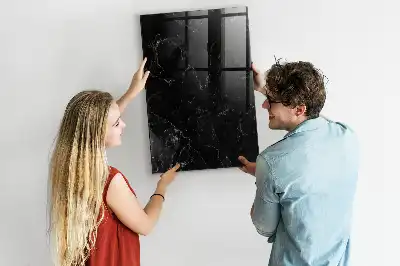 Magnetisch en uitwisbaar glazen wandbord donker marmer