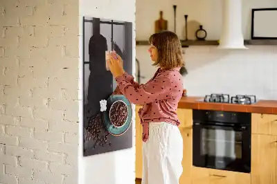 Decoratief glazen memobord met afbeelding van koffiebonen, beschrijfbaar en magnetisch