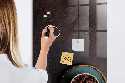 Decoratief glazen memobord met afbeelding van koffiebonen, beschrijfbaar en magnetisch