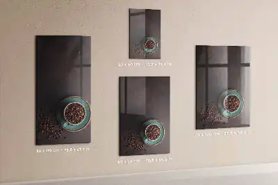 Decoratief glazen memobord met afbeelding van koffiebonen, beschrijfbaar en magnetisch