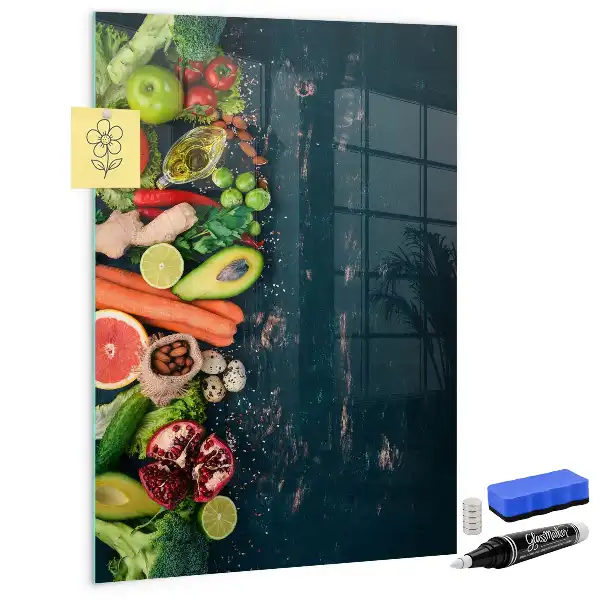 Glazen wandbord decoratief, magnetisch en beschrijfbaar