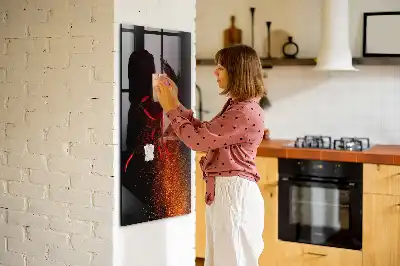 Magnetisch en uitwisbaar glazen wandbord met print van hete pepers