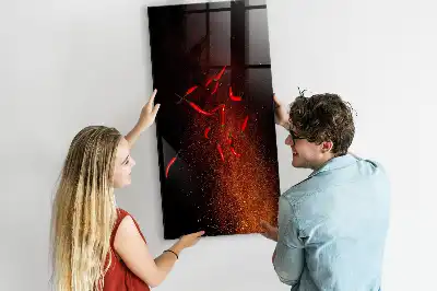Magnetisch en uitwisbaar glazen wandbord met print van hete pepers